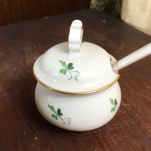 Vintage Austria Salt Server Clover w Gold Accent